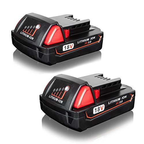 FLAGPOWER 2Pack 18V 2.0A Lithium-ion Cordless Tool 18V Replacement Battery for Milwaukee M18 XC 48-11-1811 48-11-1815 48-11-1820