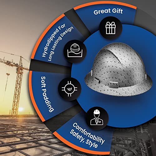 Full Brim Hard Hats Head Protection, Osha/Ansi, Safety Durable, Lightweight, Comfortable, Designed, Black & Silver Honeycomb, Construction Industrial Workers Compliant, Adjustable, By Acerpal #TOP3