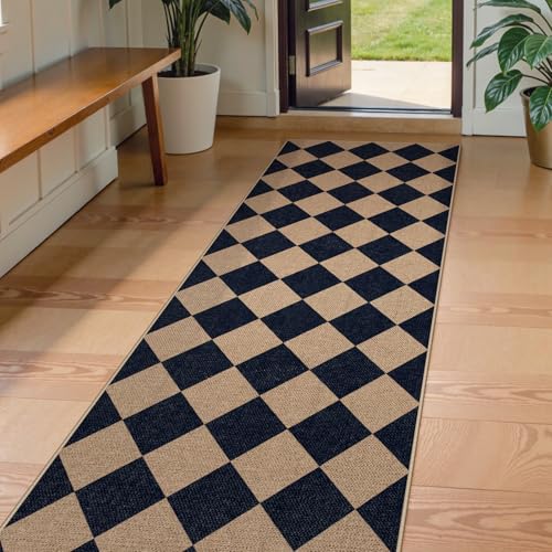 Tapete corredor Lahome estampado ajedrez 2.5x8 pies