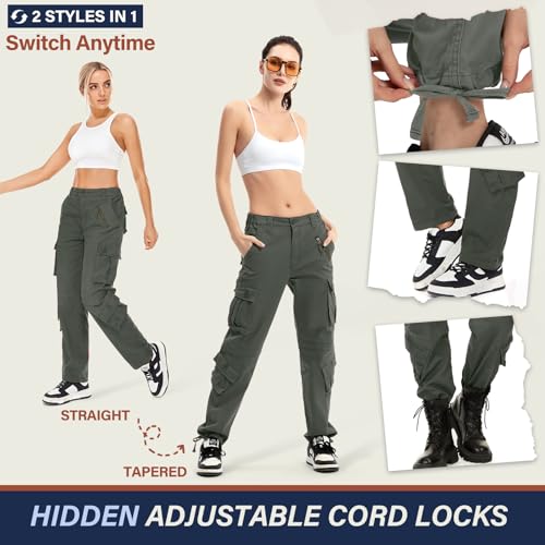 Alfiudad Womens Cargo Pants with Pockets, Women's Casual Military Army Hiking Combat Tactical Work Pants Trousers4