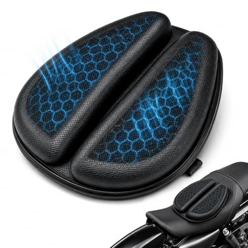 Xeijayi Hexrider Motorcycle Seat Cushion 3D Honeycomb Gel Motor Seat Pad for Long Rides Ergonomic Shock Absorption TPE Rider Cushion Universal Non-Slip Breathable Cruiser Touring Seat Cover