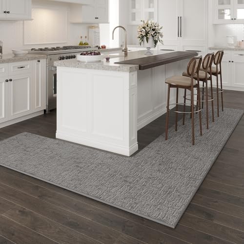 Washable Corner Kitchen Mat Velvet Grey
