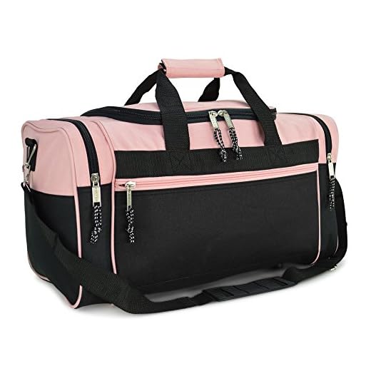 DALIX 21" Blank Sports Duffle Bag Gym Bag Travel Duffel with Adjustable Strap in Pink