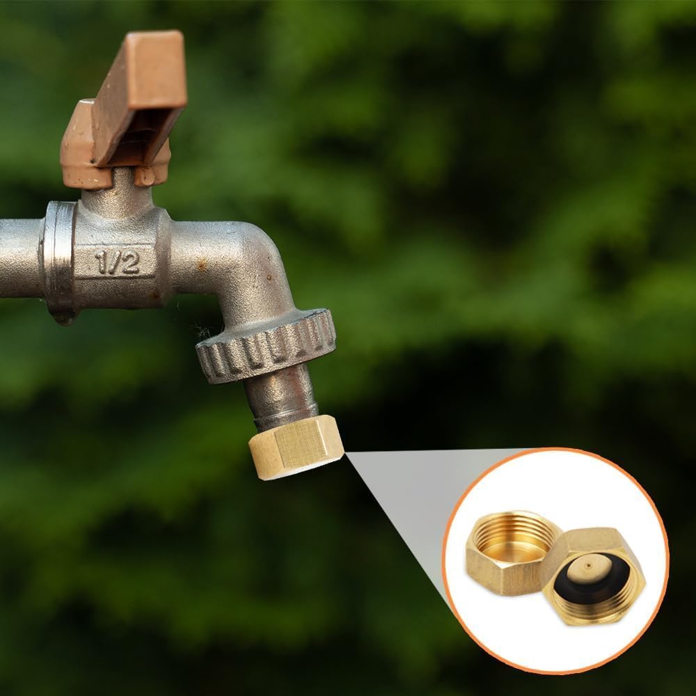6PCS 3/8 inch Brass Blanking Cap Female Blanking Stop Cap with Washers Leak-Proof Female Blanking Stop Cap with Storage Box for Washing Machine Tap Angle Valve Faucets Tap - Image 3