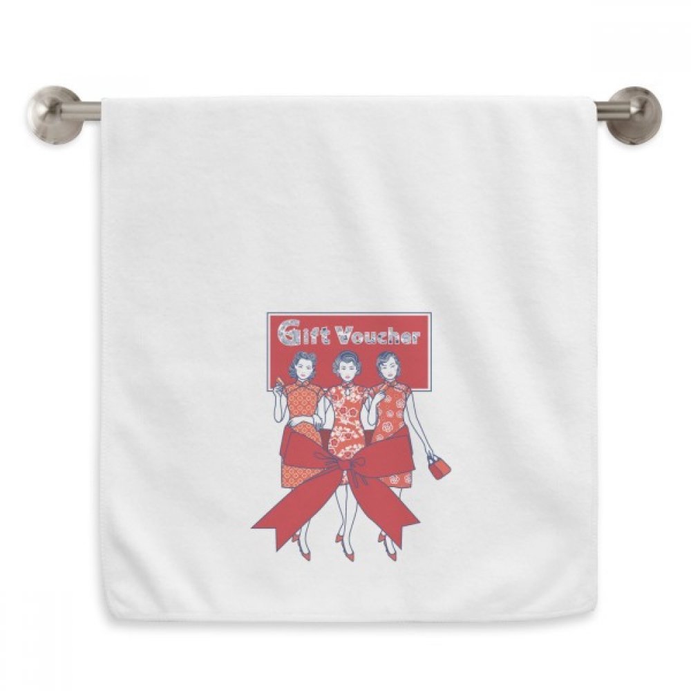 Serviettes moelleuses ultra absorbantes culture chinoise rouge débarbouillettes femme 13x29" blanc