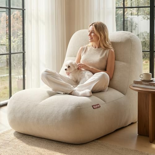 Relefree Giant Bean Bag Chair for Adults, High-Back Memory Foam