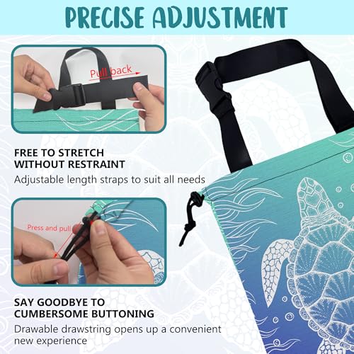 Image of Car Trash Bag Abstract Blue Sea Turtle Hanging Drawstring Car Organizer and Storage Bag with Adjustable Buckle Canvas Garbage Bin for Back Seat or Hanging Headrest Car Decor Road Trip Essentials