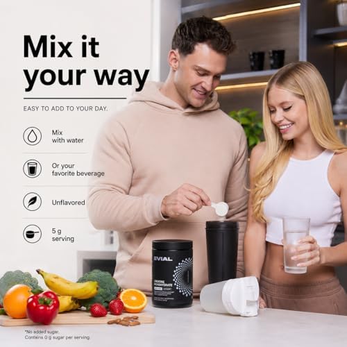 evial Creatine Monohydrate Powder 300g – Micronized & Unflavored – 5g Scoop – Third-Party Tested – cGMP, Sugar-Free, Gluten-Free – for Women & Men, Pre/Intra/Post Workout — view 7
