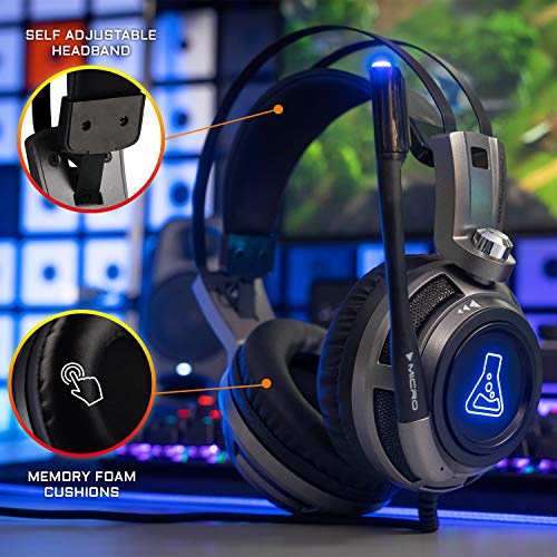 Korp 200G Cuffie da Gaming con Suono Stereo LED blu Confortevoli e leggere Jack 3,5 mm compatibile con PC/PS4/PS5/Xbox One/Xbox Serie X/Serie S/Mac/Nintendo Switch/Smartphone - Cuffia gaming - Immagine 3