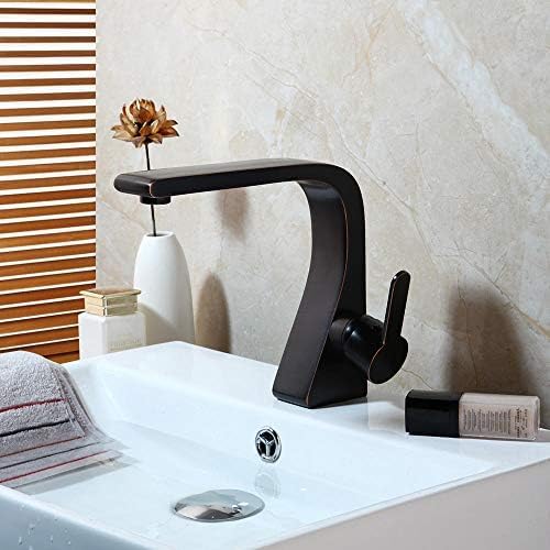Robinet mitigeur de lavabo en laiton noir huilé pour éviter les traces