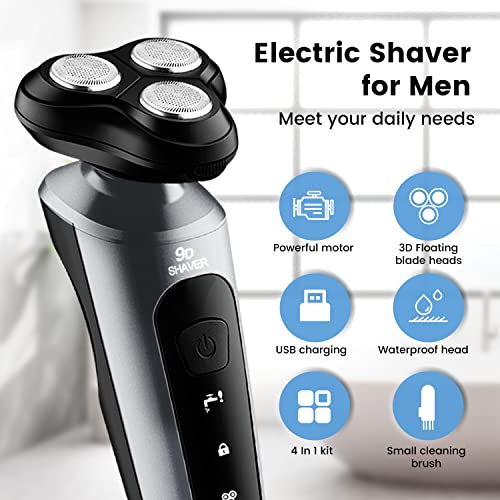 4 In 1 Electric Razor For Men, Rechargeable Portable Shaver Rotary With Usb, Cordless Face Shaver Grooming Kit For Shaving Gifts For Husband, Dad,Boyfriend(Grey) #TOP2