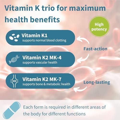 Igennus Triple Vitamin K Complex 2700 mcg, Vitamin K1 & K2 (MK-4 & MK-7), 90 Capsules, 1-a-Day, High Strength and Bioactive Natural Forms, Bone & Cardiovascular, Clean Label, Vegan - Image 5