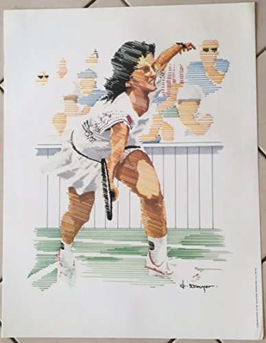 Affiche Bernard Bouyer Tennis poster déco vintage et cadre mural sport 50X65 cm