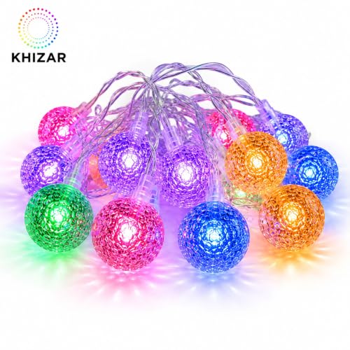 Image of KHIZAR 14 LED Bubble Crystal Ball String Light, Plug-in Multicolor Decorative Lights for Bedroom, Living Room & Party Decor