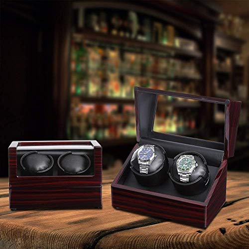 Watch winder para 2 relojes automáticos solución para evitar el paro mecánico con batería 6