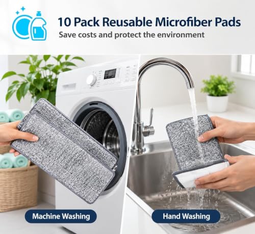 Image of Mop Heavy Quality Floor Mop with Bucket, Flexible Kitchen tap Flat Squeeze Cleaning Supplies 360 Flexible Head /2 Reusable Pads Clean Home Floor Cleaners