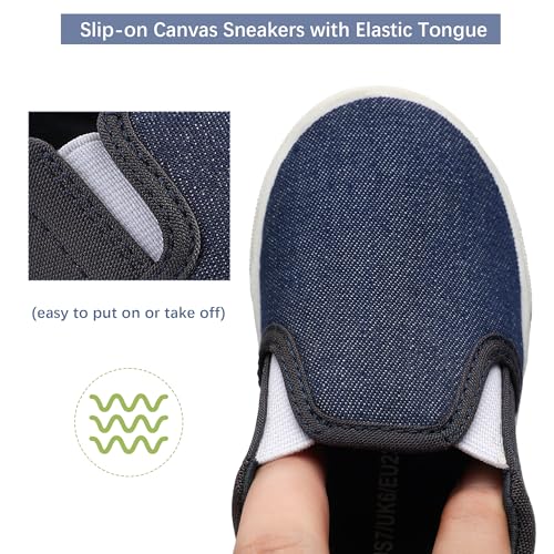 Bigwow Toddler Boys Girls Canvas Sneakers Little Kid Low Top Slip On Lightweight Comfy School Casual Tennis Sneaker Walking Shoes3
