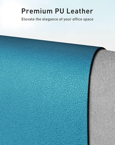 Image of Aothia Faux Leather Desk Mat - Large Mouse Pad, Non-Slip PU Leather Blotter, Waterproof Writing Surface for Office and Home (Turquoise, 42 inch x 17 inch)