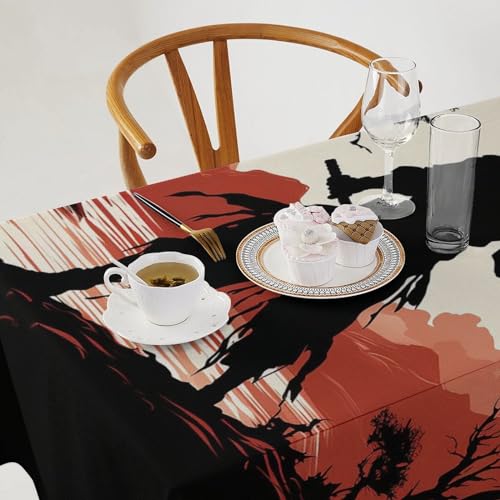 Nappe rectangulaire table de samouraï lin rustique anti-tache 140x140