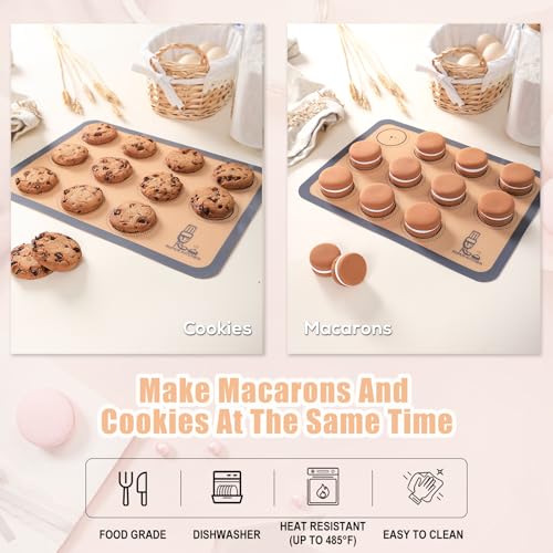 Folksy Super Kitchen Silicone Baking Mat Macaron - Set Of 3 (2 Half Sheet Liners And 1 Quarter Sheet), Non Stick Silicon Cookie Oven Liner For Macaroons, Bake Pans thumb #3