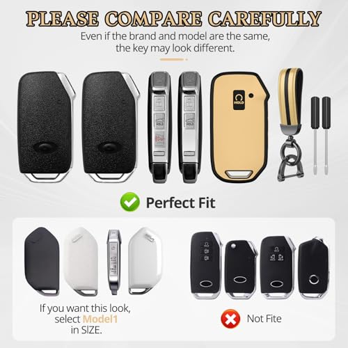 Image of for Kia Key Fob Cover Accessories,Matte TPU Material, with a Cute Leather Keychain,for Telluride,Carnival,K5 gt line，K5，Forte，K4，Sorento, Sportage and Other Models. (Champagne Gold, Model-2)