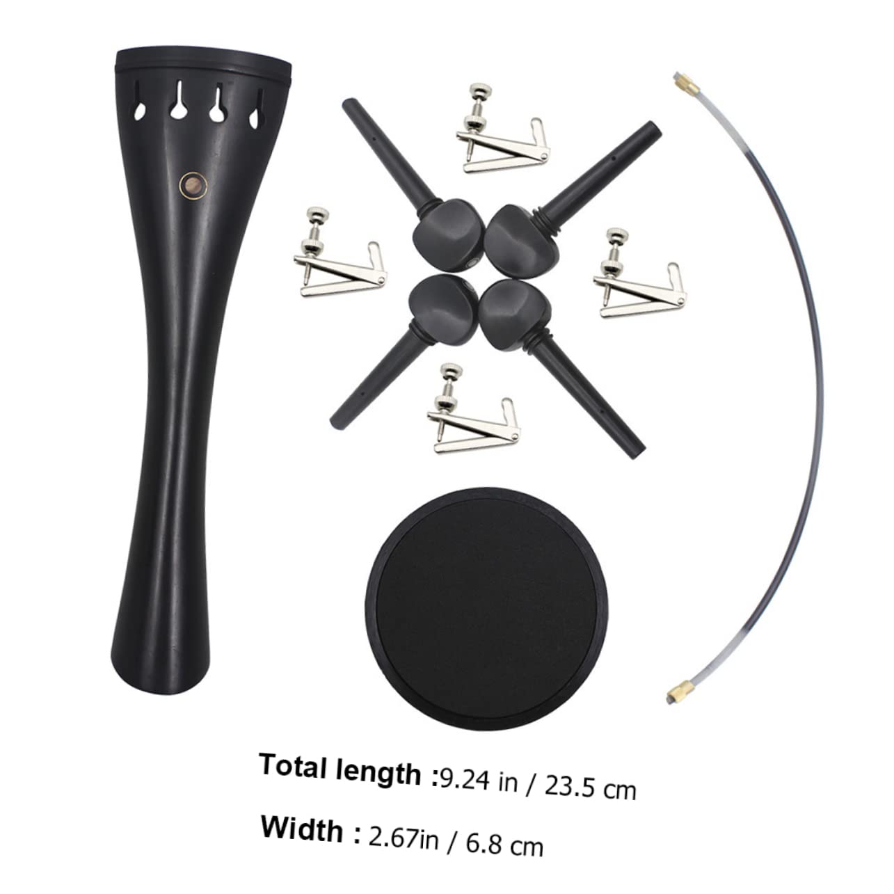 Holibanna 1 Set Ebony Cello Accessories Toolkit for Maintenance Non Slip Mat Tail Rope Knobs Fine Tuners Lightweight Durable Easy to Use Cello Supplies Assorted Color