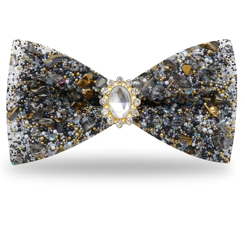 Image of Mens Rhinestone Bow Tie Pre-Tied Bow Ties for Men Adjustable Sparkle Sequin Bowtie Party Wedding
