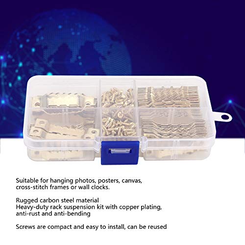 Image of 100Pcs Photo Frame Hangers Hooks, Hanging Hooks, Double Sided Sawtooth, Hardware Tools for Fixing, Hanging Photos, Posters,WJ-30021