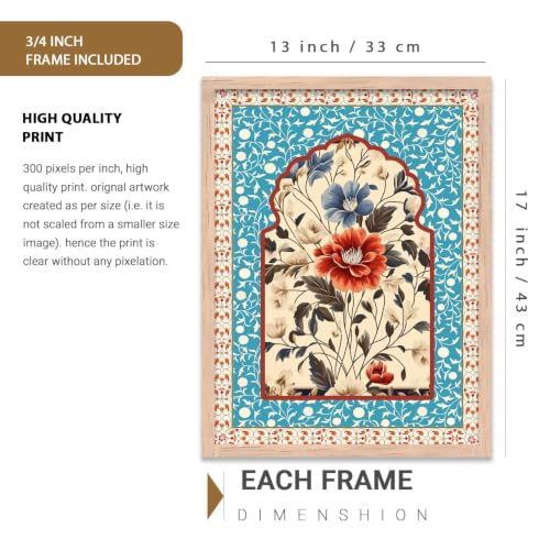 Image of kotart Paintings Home Decoration For Living Room Bed Room Hotel Wall Decor Digital Reprint | Indian Traditional Madhubani Wall Art Painting With Frame Set of 3 (13X17 inch)
