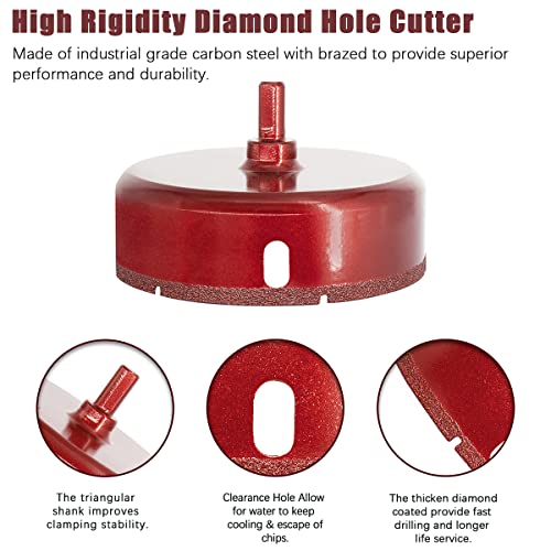 Meccion Diamond Drill Bit Brazed Core Hole Saws, Performance Hollow Hole Cutter for Glass/Tile/Granite/Marble/Porcelain (105mm) - Image 3
