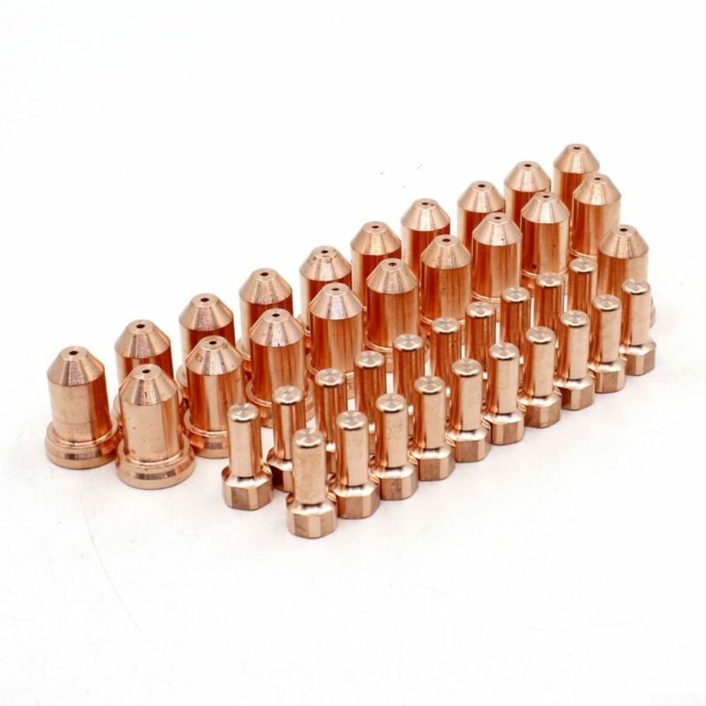 40-teiliges Plasma-Verbrauchsmaterial-Set für IPT-80 PT80 Taschenlampen – 20 x Elektroden 52558 & 20 x Düsenspitzen 51311 (1,0 mm/1,2 mm) – Verlängerte Lebensdauer Schneidteile