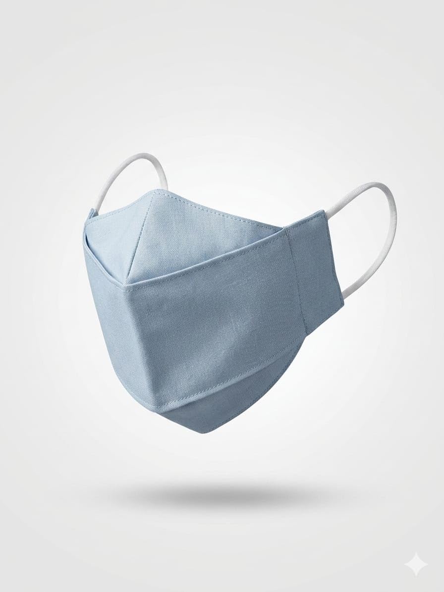 Cotton Face Mask with Adjustable Ear Loop, Unisex, Reusable, Super Breathable, Light Blue, Brown, Gray, Pack of 3-image-33