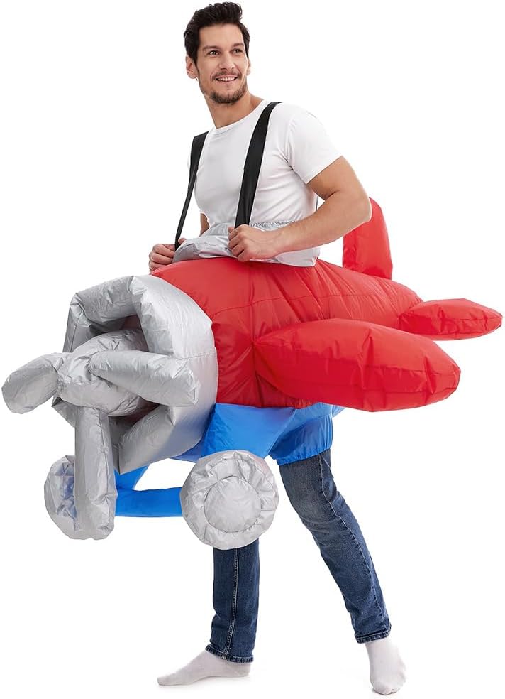 HSCTEK Adult Inflatable Airplane Costume Red Medium