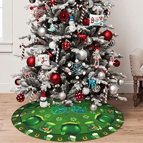 St. Patrick's Day Tree Skirt Clover Christmas Tree Skirt Decorations For Saint Patricks Holiday Party Decoration 36 Inch #TOP7