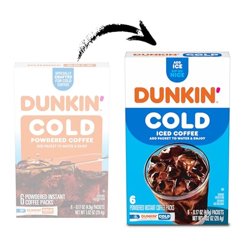 Dunkin’ Cold Iced Coffee, Powdered Instant Coffee Packs, 6 Count (Pack of 12) - image 2