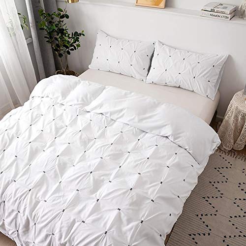 Housse de couette plissée blanc 220x240 cm parure de lit chic - 3
