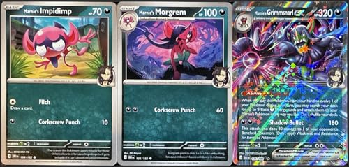 Marnie's Impidimp 134/182 + Marnie's Morgrem 135/182 + Marnie's Grimmsnarl ex 136/182 - Evolution Card Set - Destined Rivals - NM/M