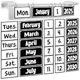 Black White Calendar Bulletin Board Black White Flip Calendar Set with Holder Neutral Classroom Decoration with 56 Date Cards Adjustable Rotating System Holder for Classroom Home Decor Supplies