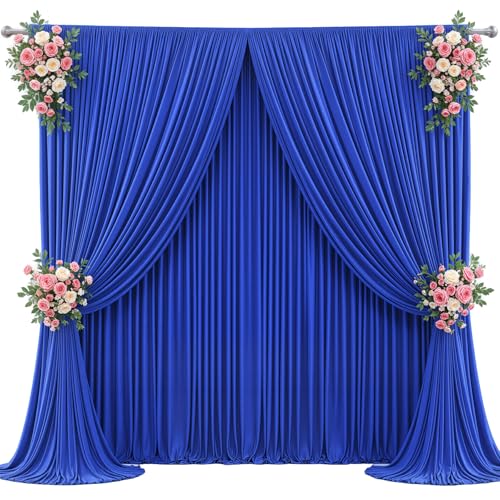 Image of 20x10ft Royal Blue Backdrop Curtain for Wedding Parties Wrinkle Free Fabric Royal Blue Drapes Backdrop Decoration for Baby Shower Birthday Photography Decoration 4 Panels, 5ft x 10ft