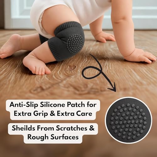 Image of Windson Baby Knee Pads Set of 4 Pairs for Toddlers, Baby Elbow & Knee Protector, Anti-Slip Silicone Dots, Knee Support for Crawling & Walking, Soft, Stretchable, Breathable Mesh (Multi-Colour)