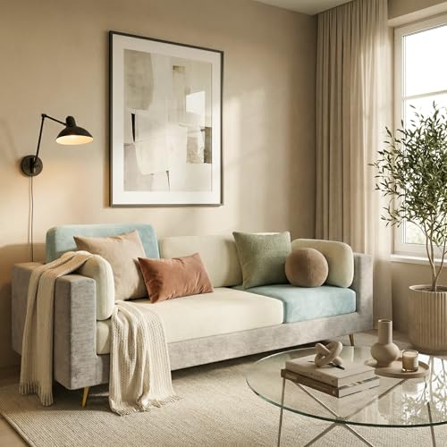 Image of Nuvola Premium Latex Fabric Sofa | 3, 4 & 5 Seater Options | 2 & 3-Toned Variants | Ultra-Soft Deep Seating Comfort | Modern Living Room Sofa | 3-Year Warranty