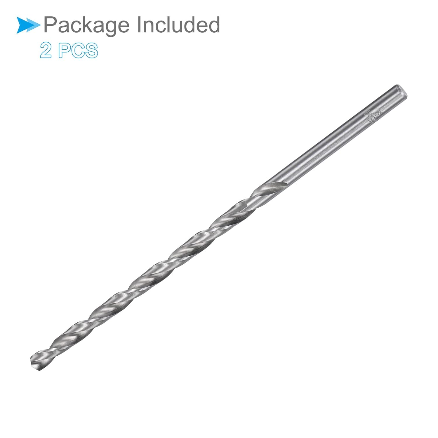 Extra Long Twist Drill Bits, 6mm Drill Diameter 160mm Length, High Speed Steel Straight Shank Jobber Drill Bit - (Applications: for Wood Malleable Iron Aluminum Plastic), 2-Piece