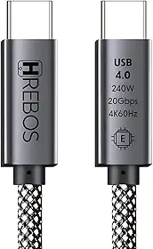 Cabo USB C 4.0 240W 20Gbps 4K 60Hz Premium Para Transmissão Dados E Vídeo Carregamento Rápido Notebook Tablet Smartphone Tipo C 2 metros
