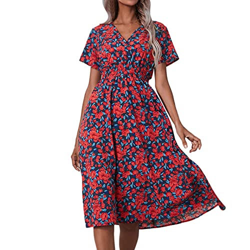 Robe en mousseline longue coupe évasée et manches courtes fluides