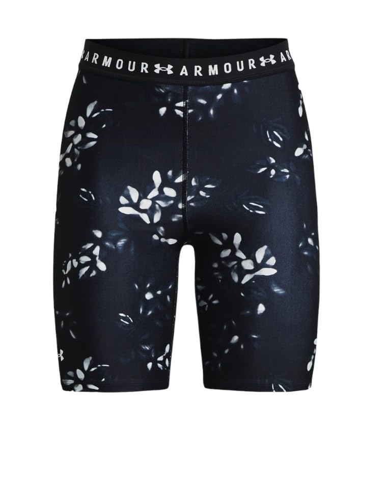 Women's UA Heat Gear Printed Bike Shorts Black/White Small