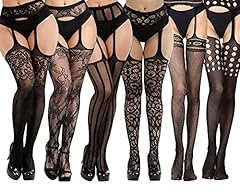 6 Pairs B: Black Suspender Pantyhose