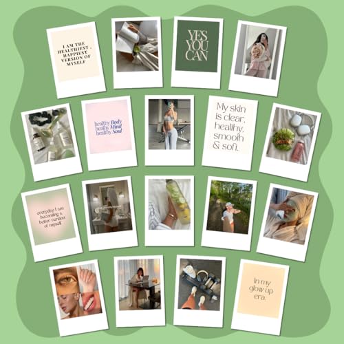 Image of Fitness Manifestation Cards (Set of 18) Positive Affirmation Cards Posters (8 x 6 cm) | Vision board Supplies | Feel Healthy for Wall, Bedroom, Living room | Matcha aesthetic Posters | Poster for Phone