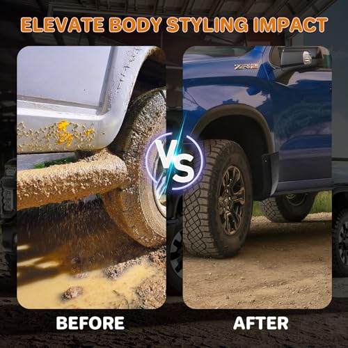 Image of Mud Flap Delete Fit for Chevy Silverado 2019-2026,Mud Guards Compatible with Chevrolet Silverado 1500 Accessories, Easy Install,Without Drilling,Includes Front and Rear Mud Guard Set (4pcs-Set)