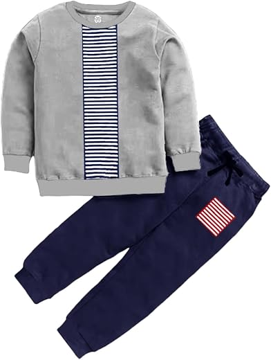British Kings Boys Designer Set 100% Cotton Long Sleeve T shirt Round neck, Contrast Long Pant with cuff at bottom. Cut an...