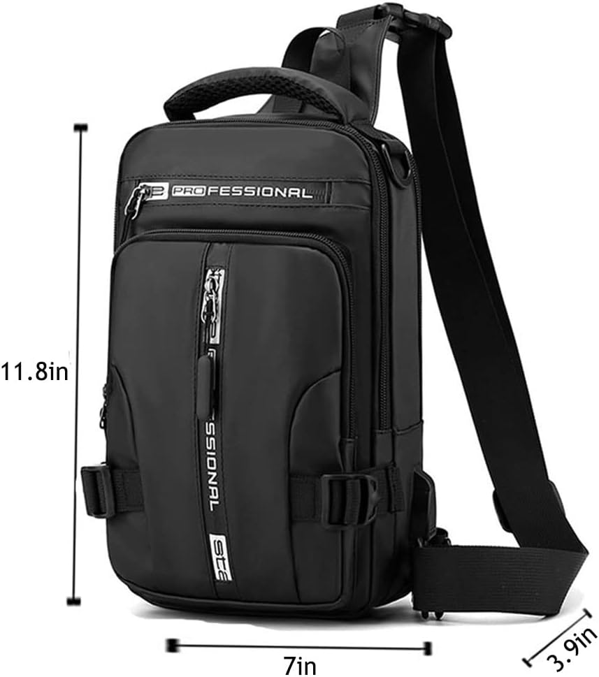 Men Sling Bag Shoulder Crossbody Backpack with Adjustable Strap Waterproof Chest Bag with USB Charging Port Casual Daypack